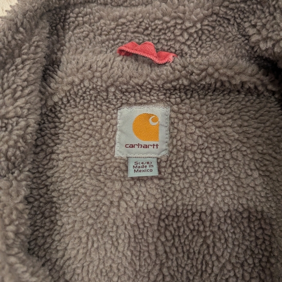 Carhartt Women's Washed Duck Mock Neck Vest - Sherpa Lined Small Pink/Rose color - Picture 7 of 9